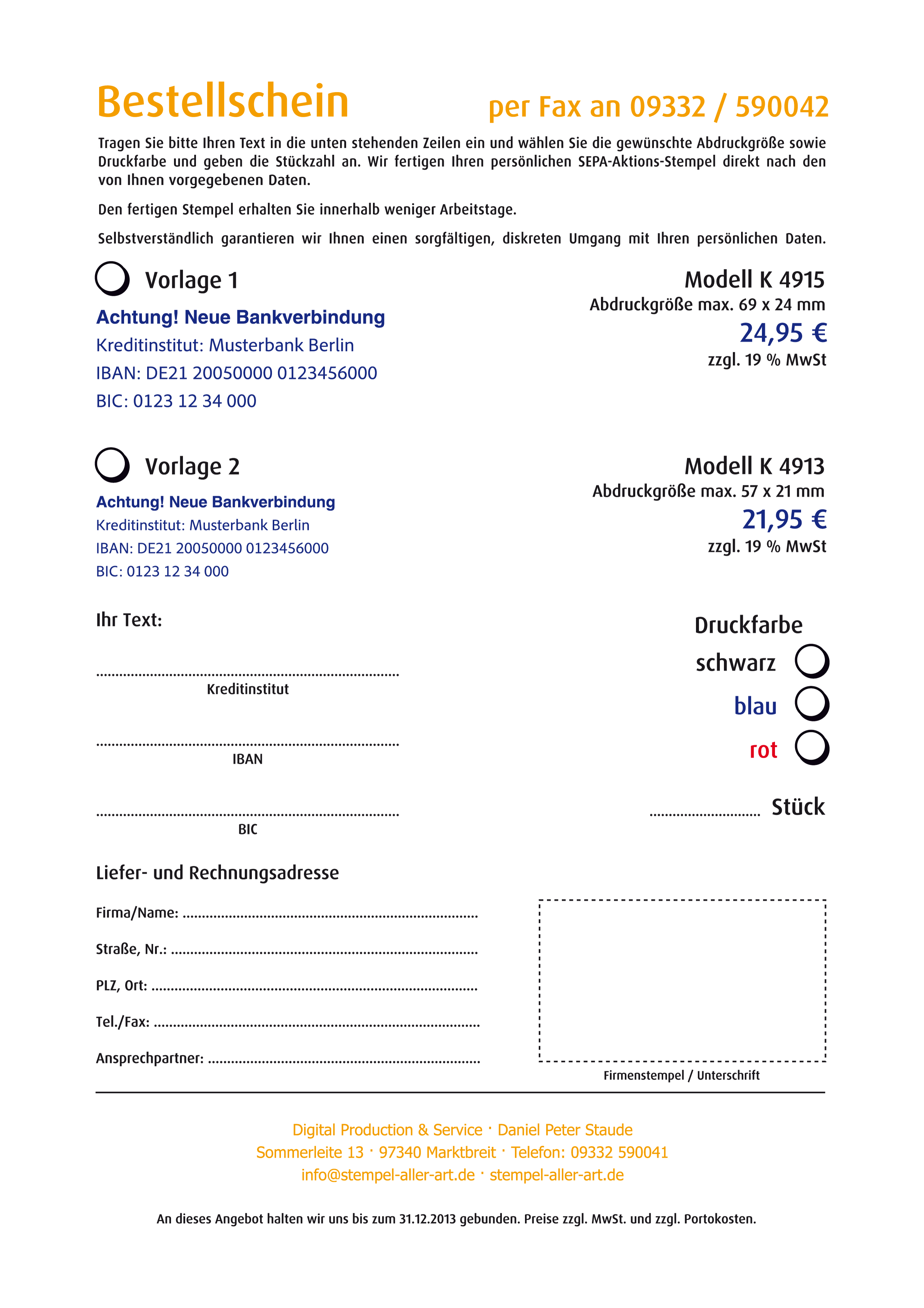 Angebot SEPA-Stempel
